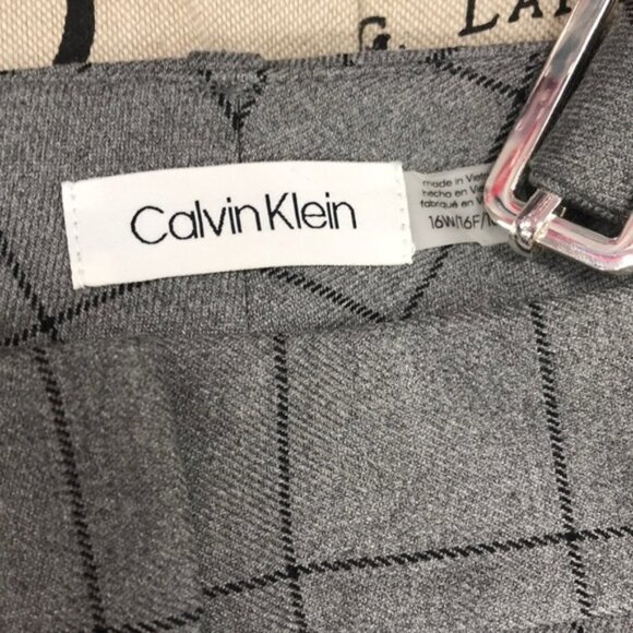 Calvin Klein PlusSize Belted Windowpane-Print Pant - Picture 5 of 6